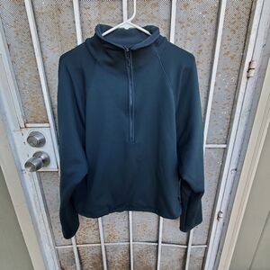 NWOT Athleta Blue Quarter Zip Cropped Fleece Lined Sweatshirt Size XL